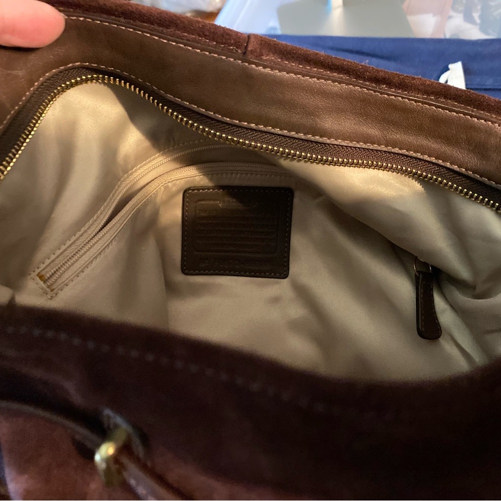 Coach Kristin Large Brown Suede Shoulder Bag - Picture 10 of 11